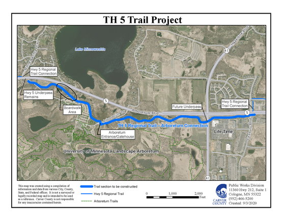 Highway 5 Regional Trail Project, Minnesota Landscape Arboretum Map